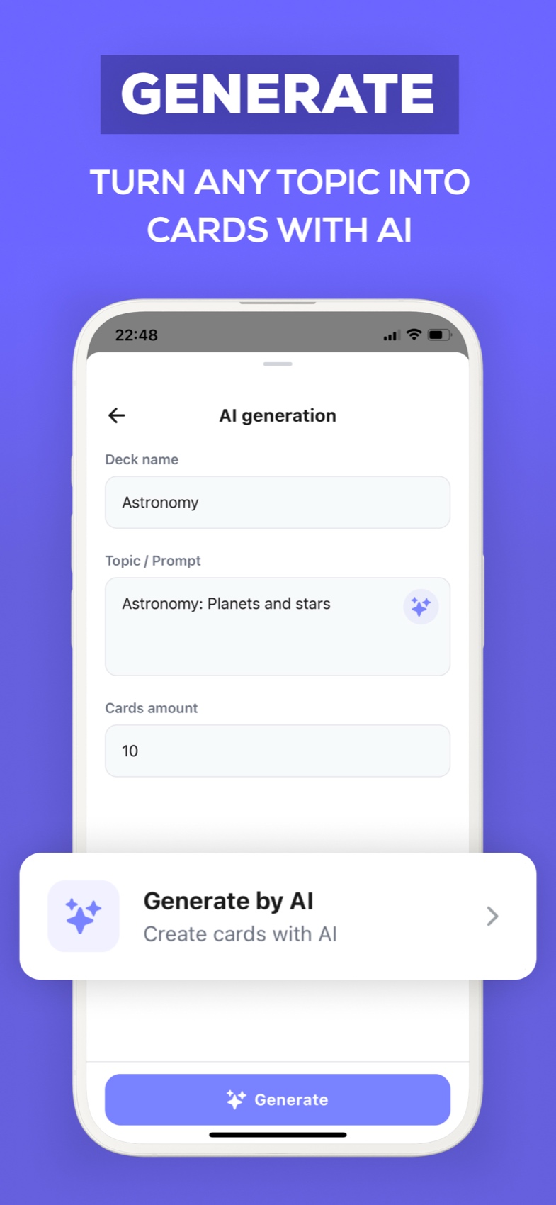 AI Flashcards iOS app showing study streaks and activity tracking